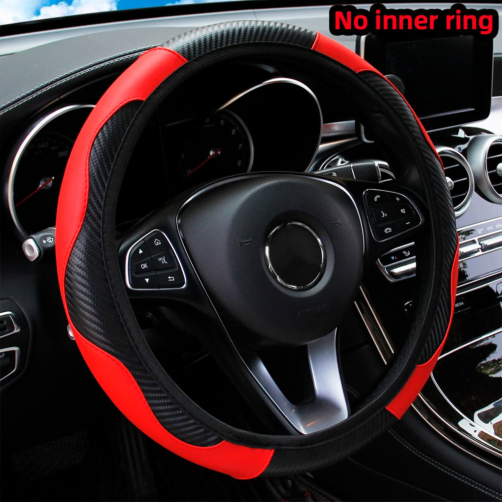 Steering Wheel Cover Carbon Fiber Steering Wheel Cover Anti-Slip Comfort