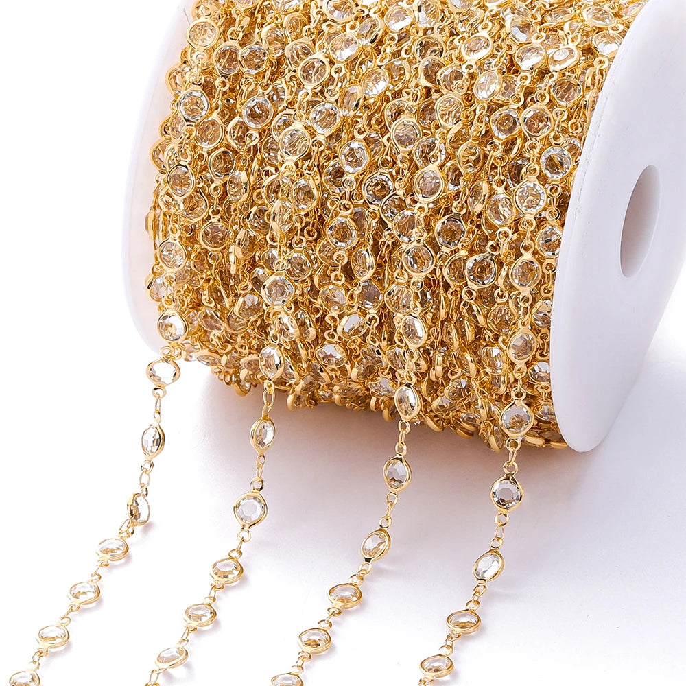 Metal Beads Colorful Crystal Beaded Chain Glass Necklace Chain Bracelet Supplies