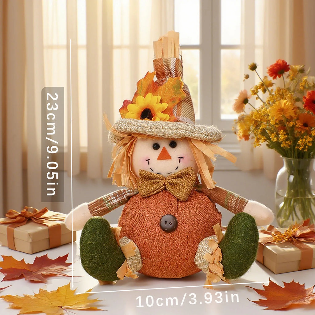 Rustic Autumn Harvest Scarecrow Decoration, Plaid & Sunflower Accents for Christmas, Farmhouse Wall Decoration, Party Props.
