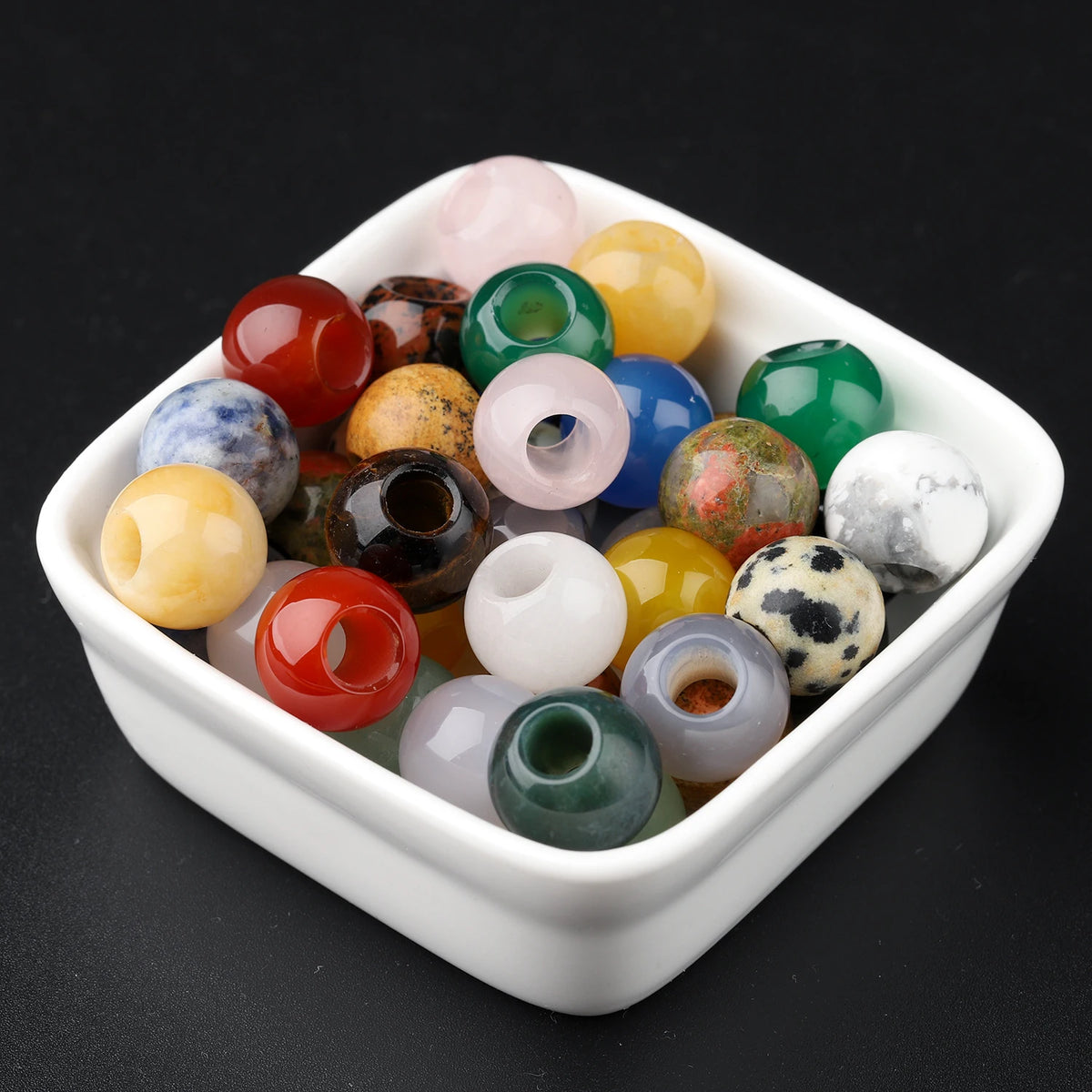 Stone Beads Large-Hole Agate Tiger Eye Jade Styles for DIY Jewelry Making