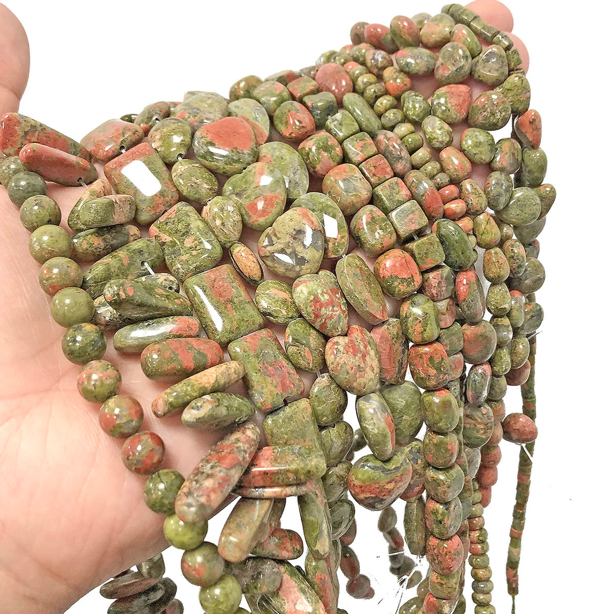 Stone Beads Unakite-Style Heart Drop Cube Shapes for DIY Jewelry Making