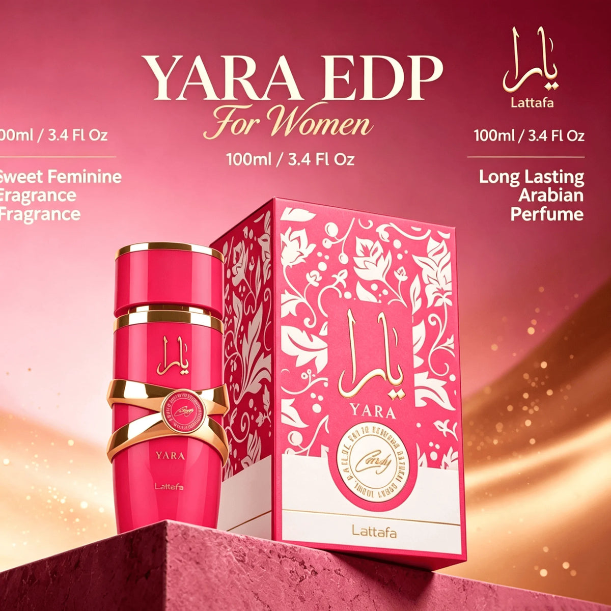 Lattafa Yara Candy Women's Eau de Parfum 3.4 oz Sweet Fruity Floral Perfume