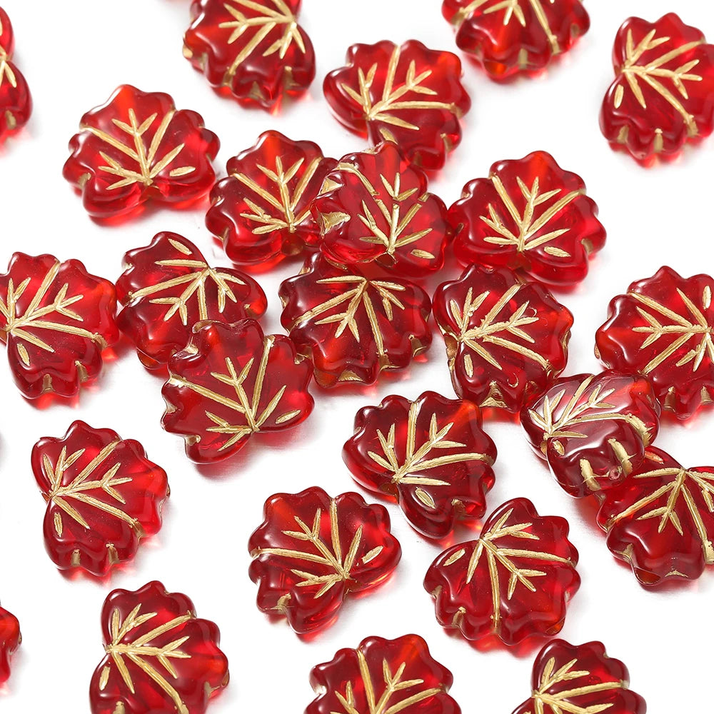 Acrylic Beads Vintage Amber Maple Leaf Spacer Necklace Bracelets Craft Beads