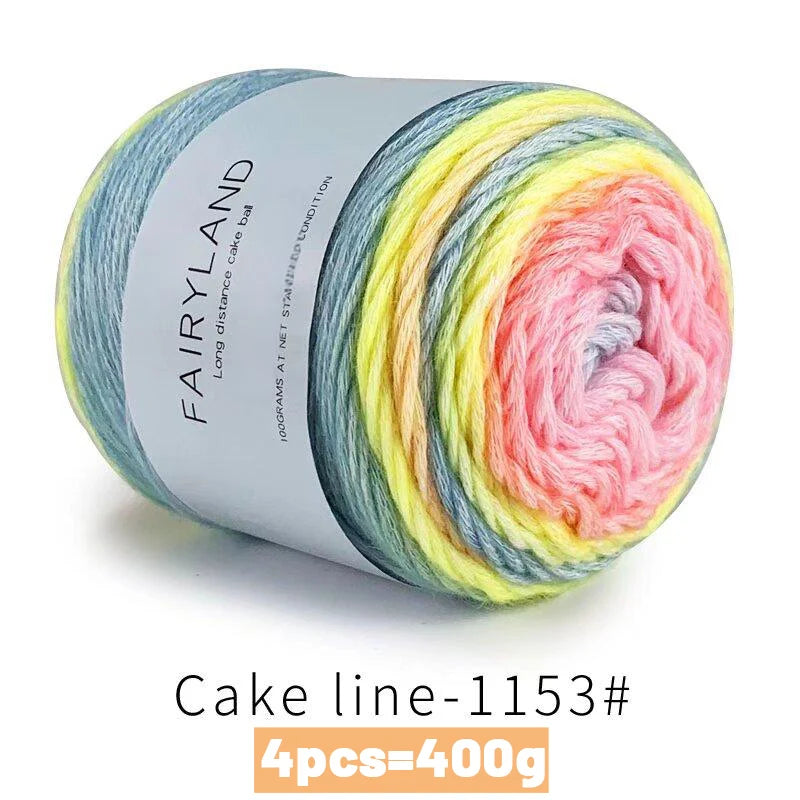 Yarn, Rainbow Gradient Cake for Handmade Sweaters, Scarves & Winter Hats