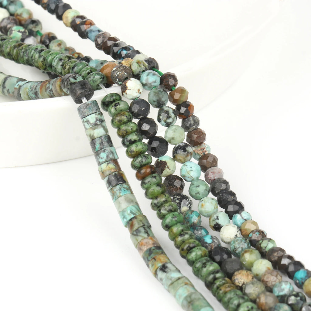 Stone Beads African Turquoise-Style Matte Round Irregular Geometric Craft Beads