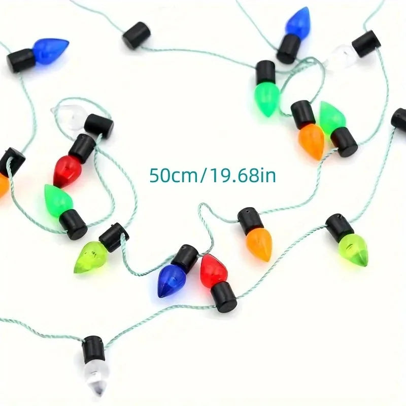 Christmas Light String Necklace Miniature Colorful Bulbs 19.68 in