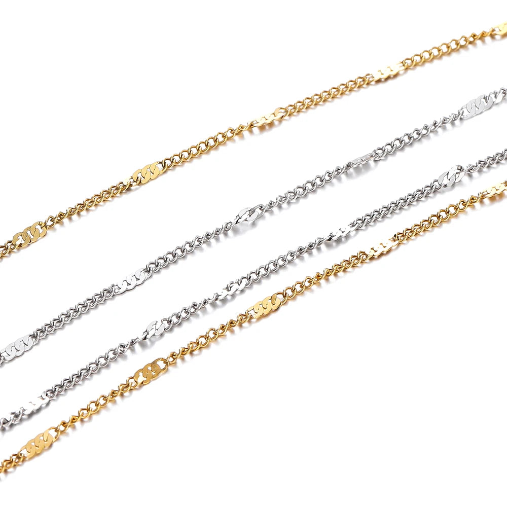 Jewelry Chains Stainless Steel Flat Chain Necklace Bracelet DIY Jewelry Making