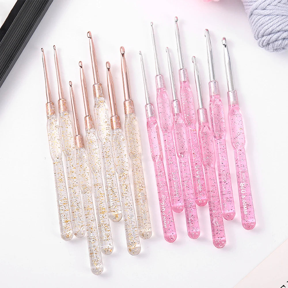 Crochet Hooks, Clear Colorful Handles for Handmade Yarn & Crochet Projects