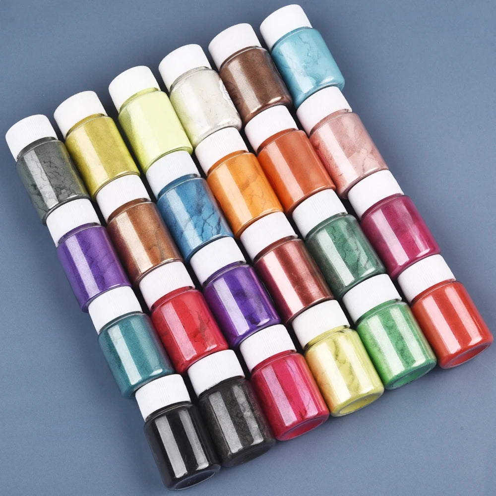 Pearlescent Mica Pearl Powder 10g — 24 Colors for Resin, Candles & Crafts