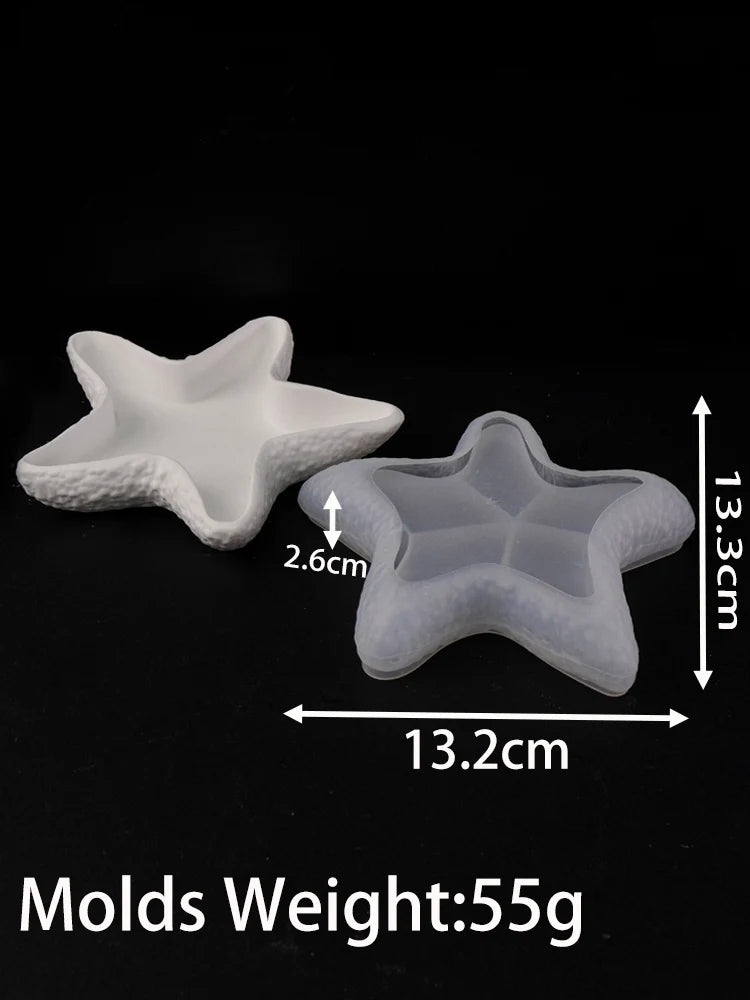DIY Concrete Starfish Starage Tray Silicone Mold Candle Holder Plaster Molds Shell Conch Resin Flowerpot Craft Making Home Decor