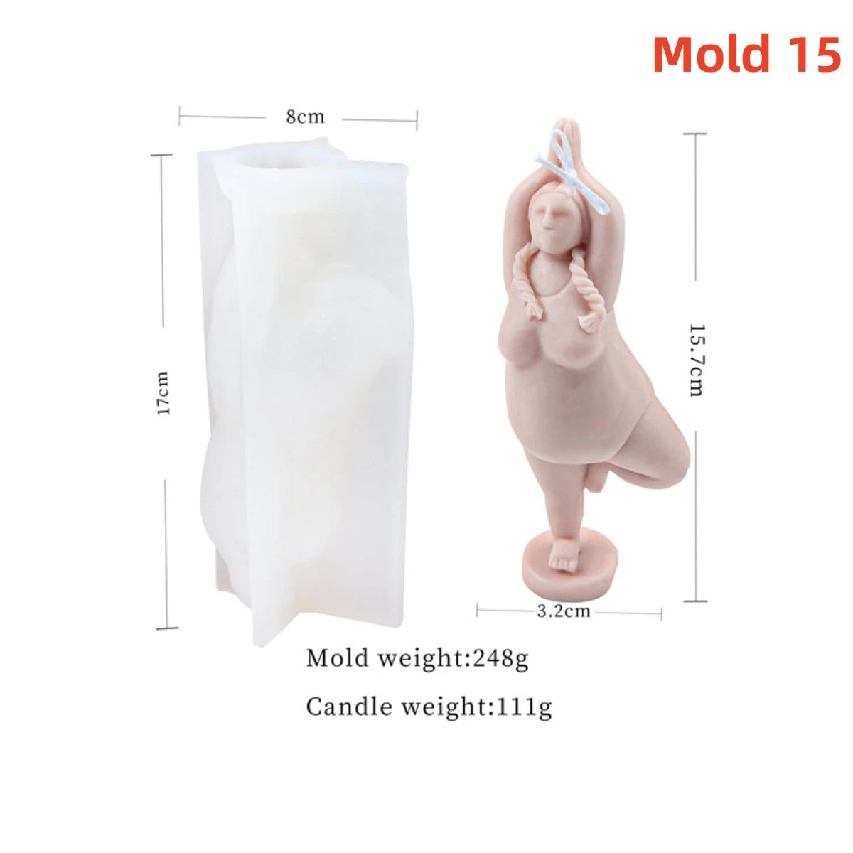 Yoga Pose Candle Mold - Silicone 3D Body, 20 Styles