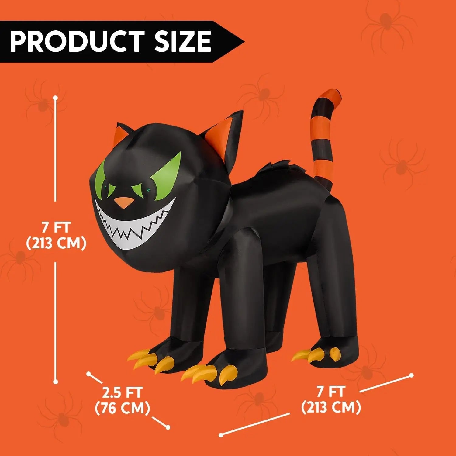 A 7-ft inflatable black cat with moving / animated head for yard or lawn.