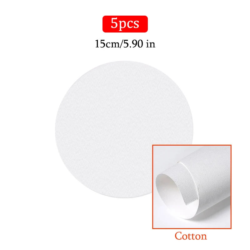 White cotton canvas with size and quantity information on a white background