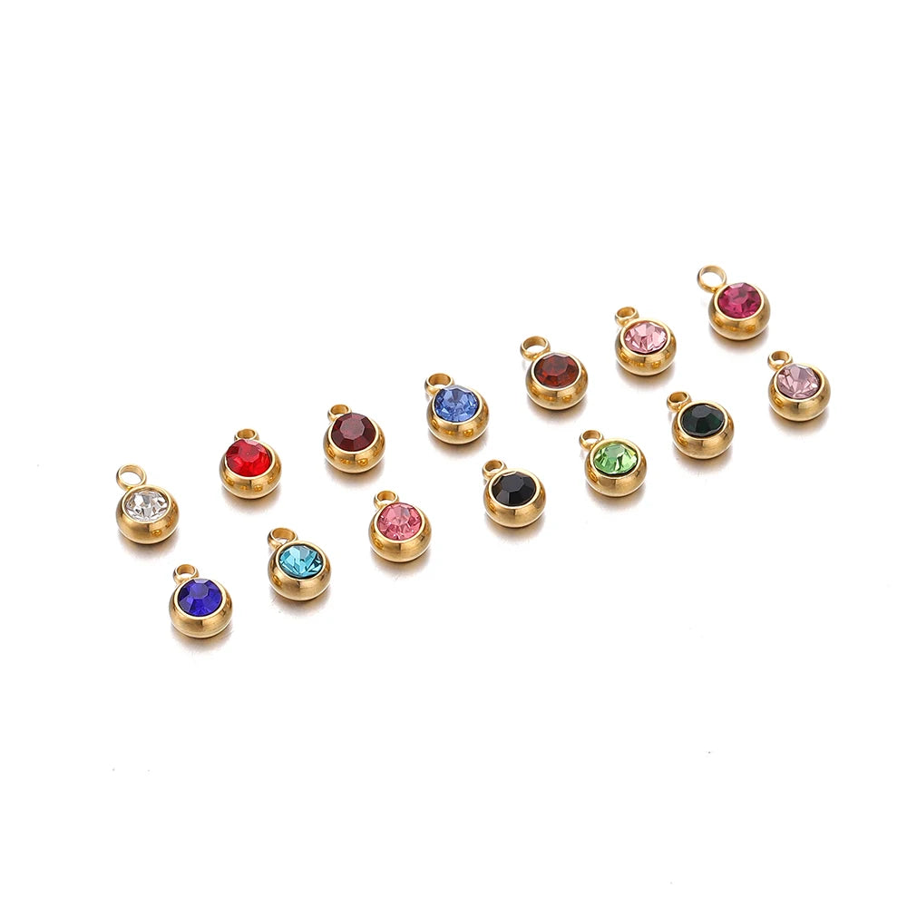 Metal Beads Stainless Steel Rhinestone Crystal Charms Pendants Bracelet Supplies