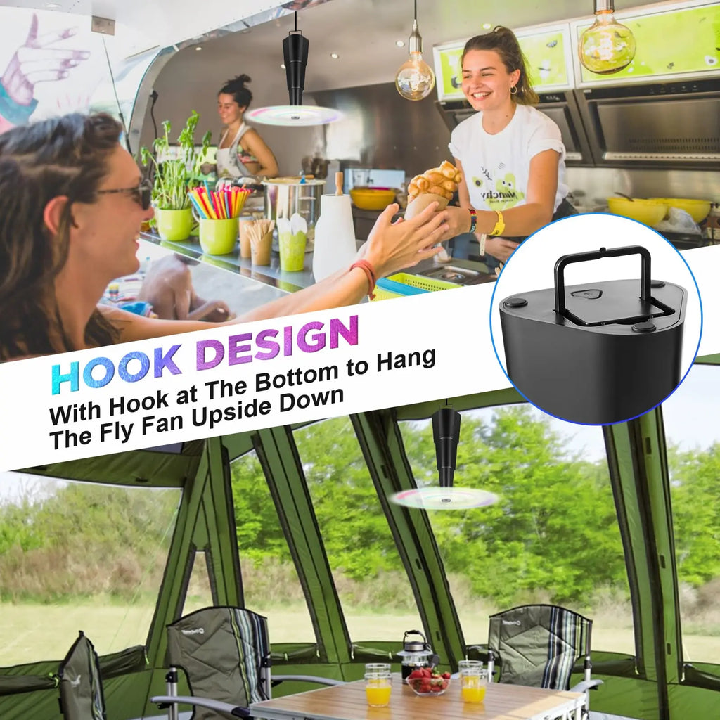 Table Rechargeable Fly Fans Outdoor Fly Repellent Fans for Outdoor Top Insect Repellent Fan with Holographic Blade for Picnic