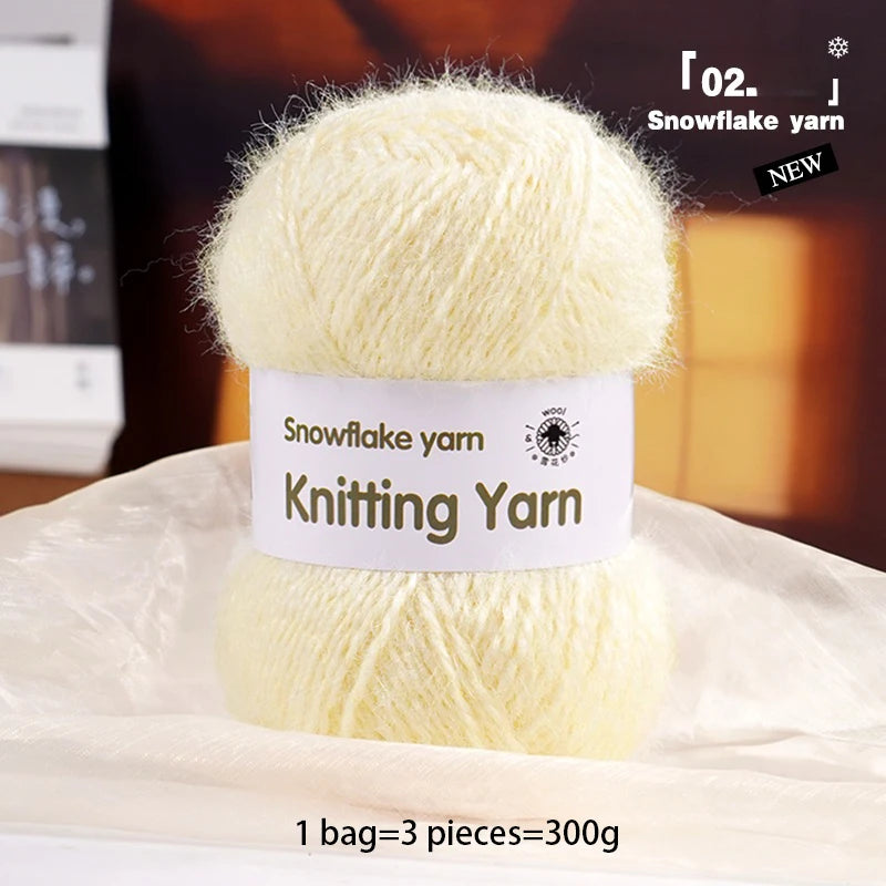 Yarn, Long-Pile Snowflake Texture for Shawls, Sweaters, Hats & Scarves