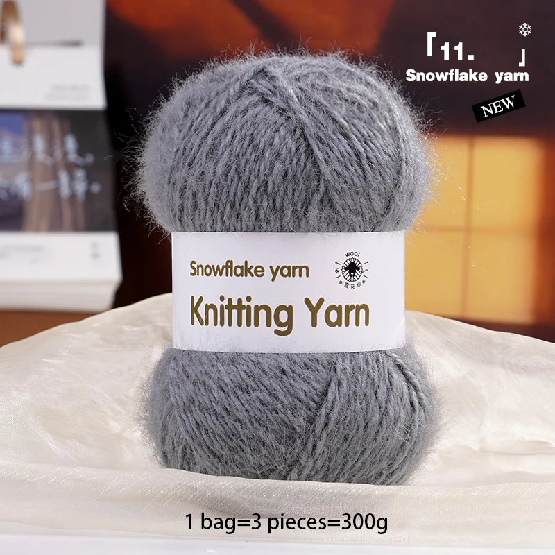 Yarn, Long-Pile Snowflake Texture for Shawls, Sweaters, Hats & Scarves