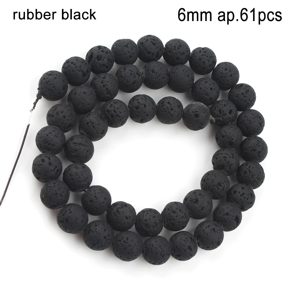 Stone Beads Black Volcanic Lava Spacer Waist Bracelets Necklace Craft Beads