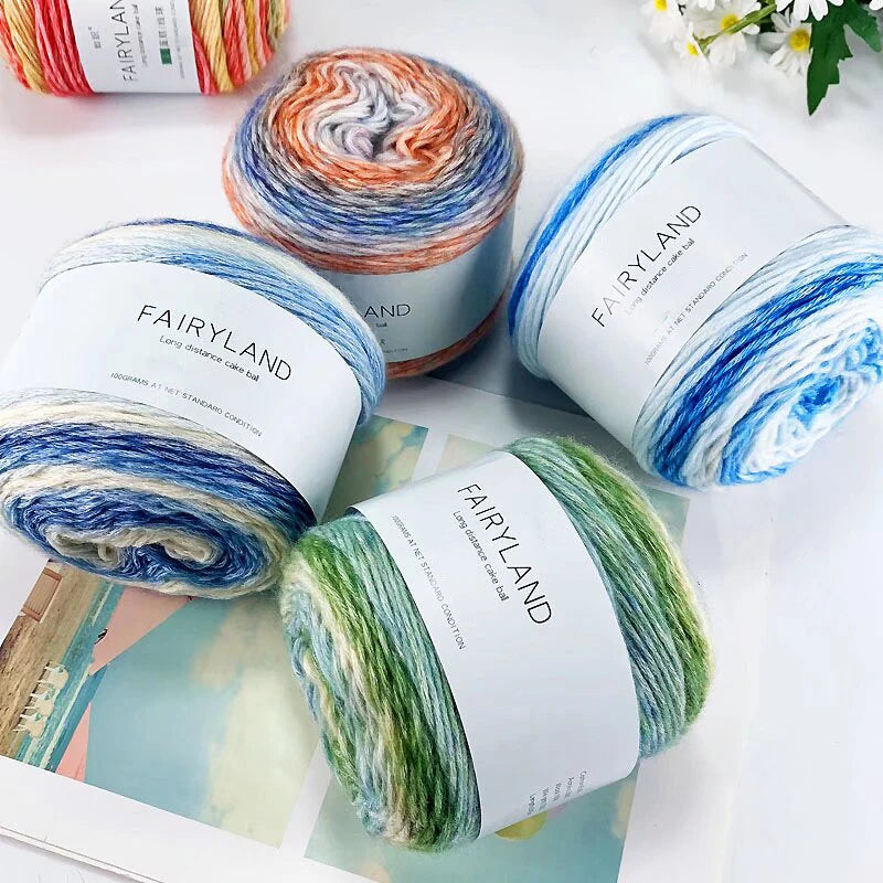 Yarn, Rainbow Gradient Cake for Handmade Sweaters, Scarves & Winter Hats