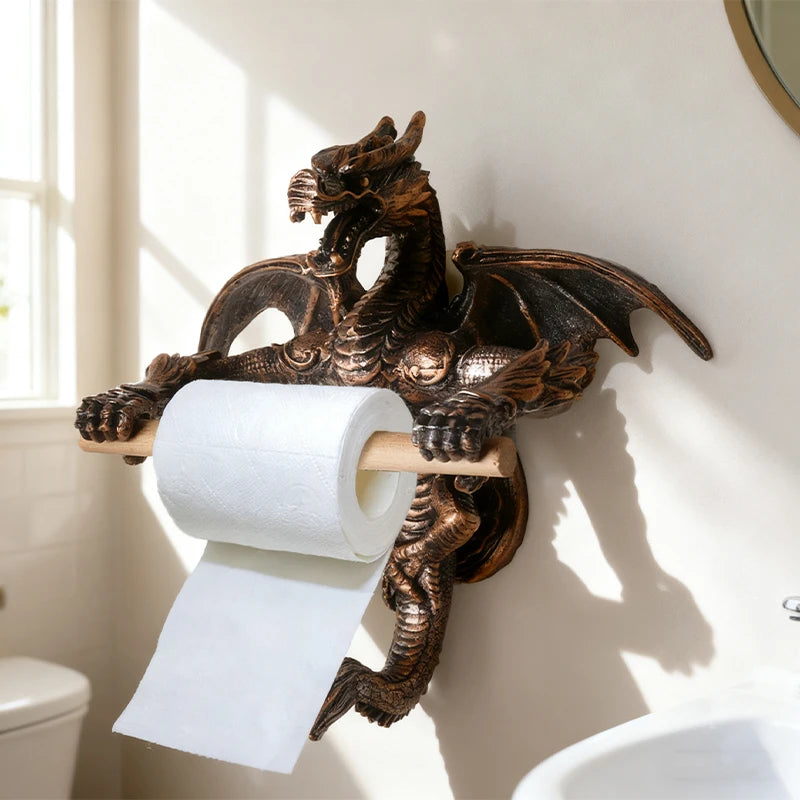 Retro Dragon Shaped Tissue Holder Bathroom Toilet Paper Holder Creative Dragon Ornament