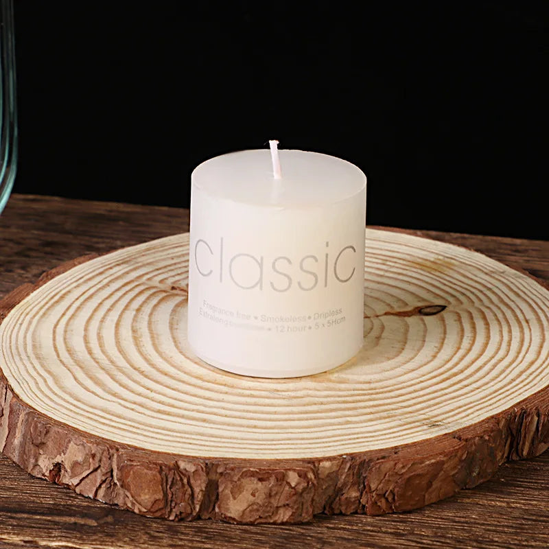Pillar Candle White Handmade Paraffin Wax for Dinner and Wedding Table Decor