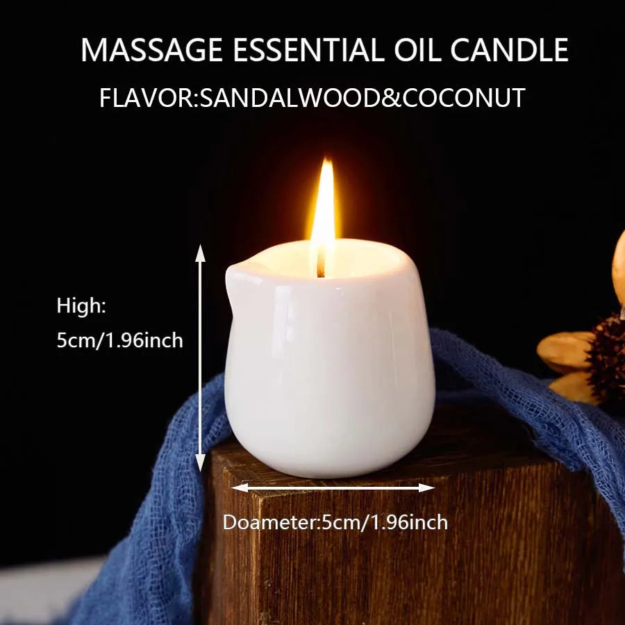 Fruity Scented Natural Massage Oil Candle. Low Heat. 1.69 oz, Coconut Wax. Hydrating. For Home & V-Day. Natural Luxury. Soothing