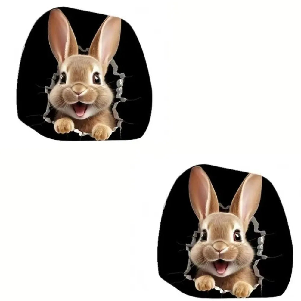 2PCS Elastic Car Headrest Covers Stain-Proof Cartoon Seat Headrest Protectors Funny Washable Auto Interior Decoration Cover