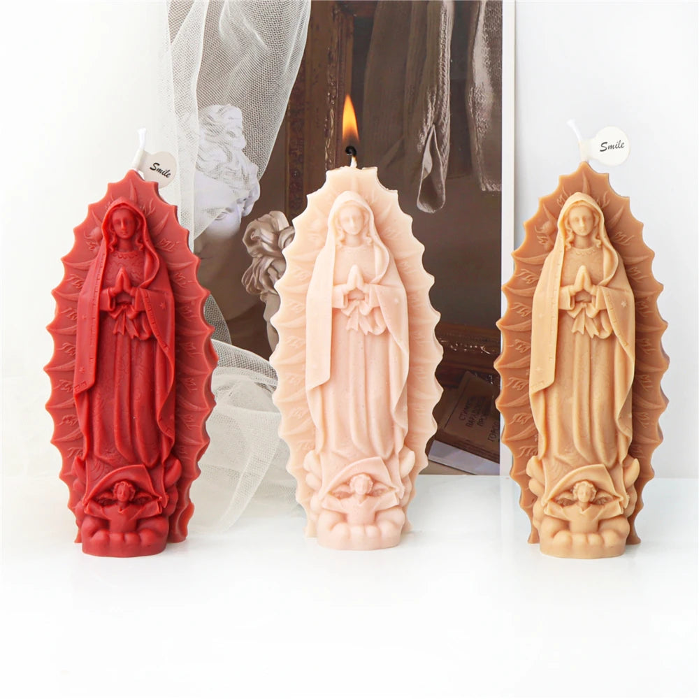 Angel Virgin Mary Silicone Candle Mould Veil Lady Casting Resin Making Molds Aromatherapy Plaster Clay Home Decorate Mold