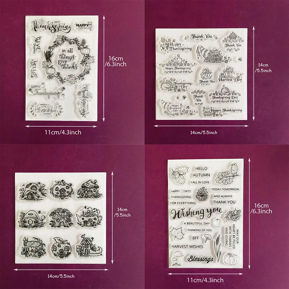 Thanksgiving Autumn Pumpkin Harvest Theme Transparent Silicone Stamp Diary Scrapbook Handmade Cards DIY Crafts
