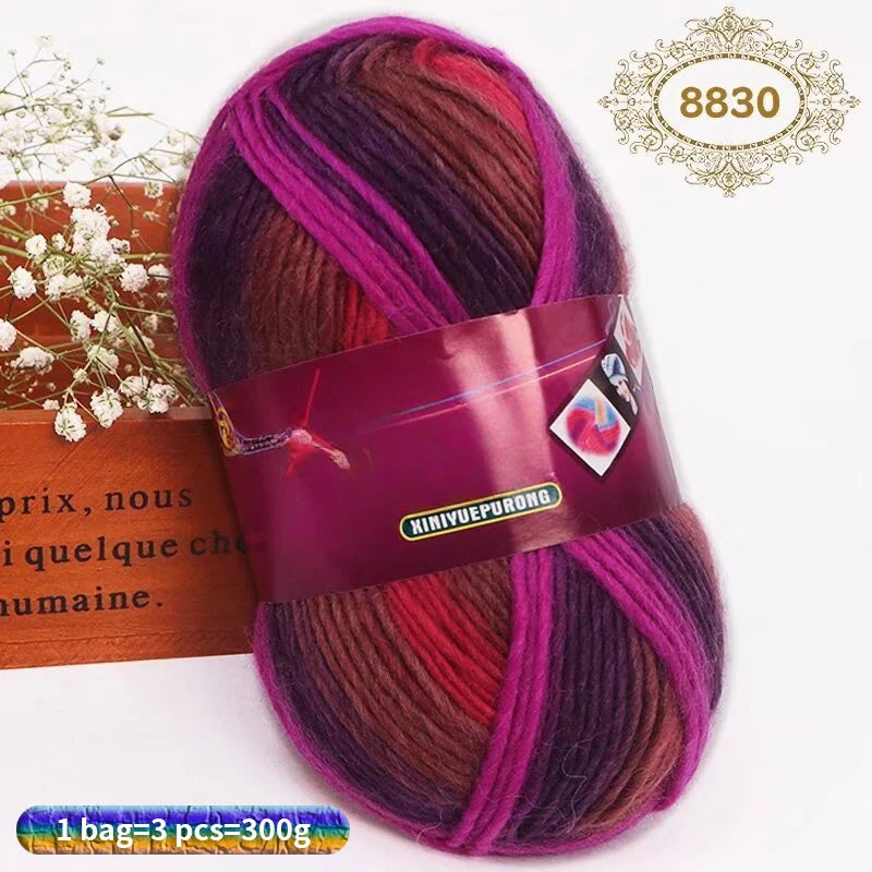 Yarn, Gradient Wool-Style Strands for Knitting Shawls, Hats & Craft Projects