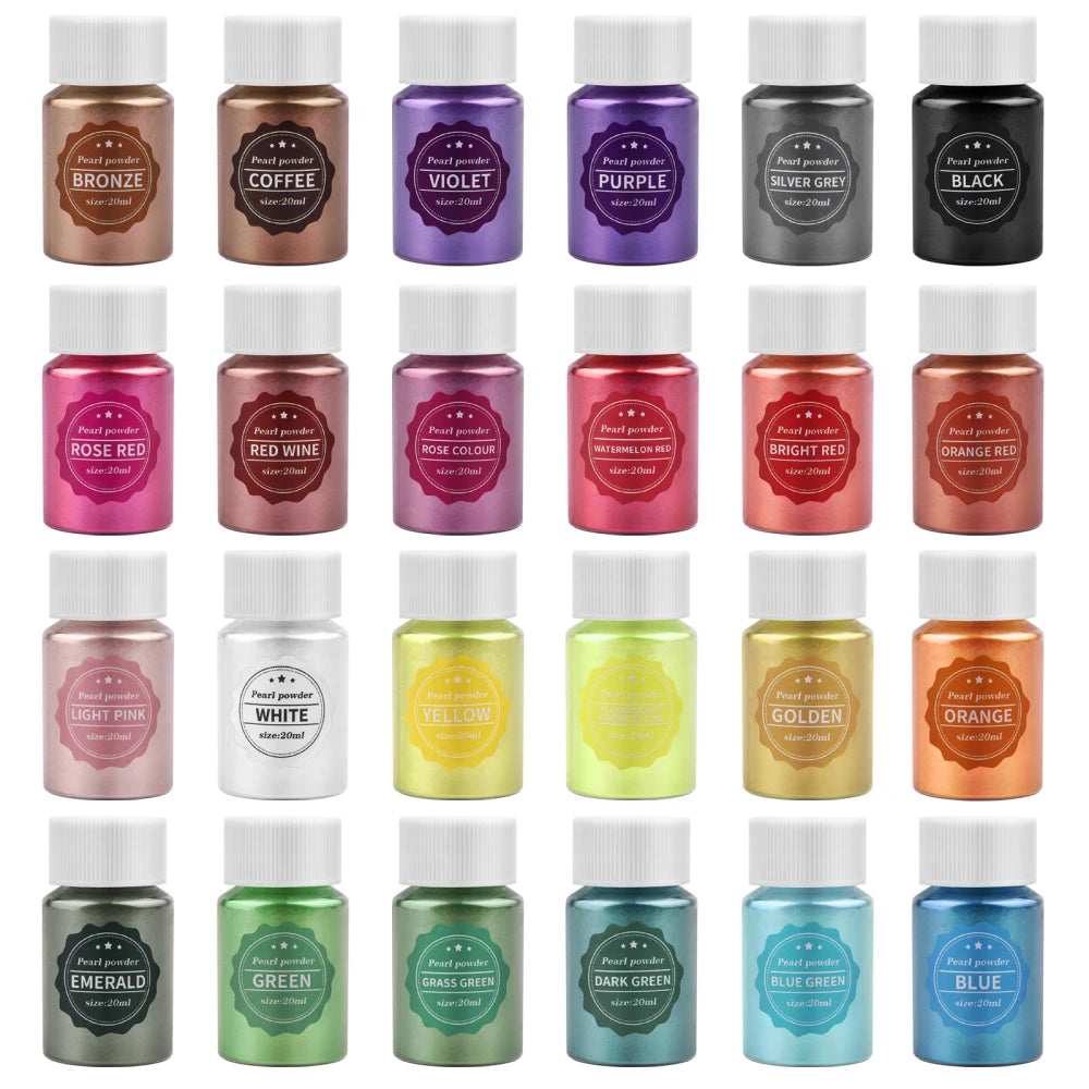 Pearlescent Mica Pearl Powder 10g — 24 Colors for Resin, Candles & Crafts