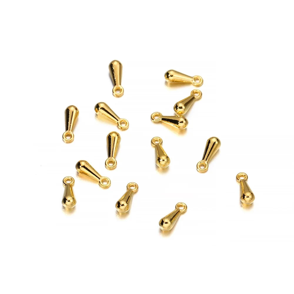 Metal Beads Gold Color Water Drop Pendant End Tail Extender Chain Craft Beads