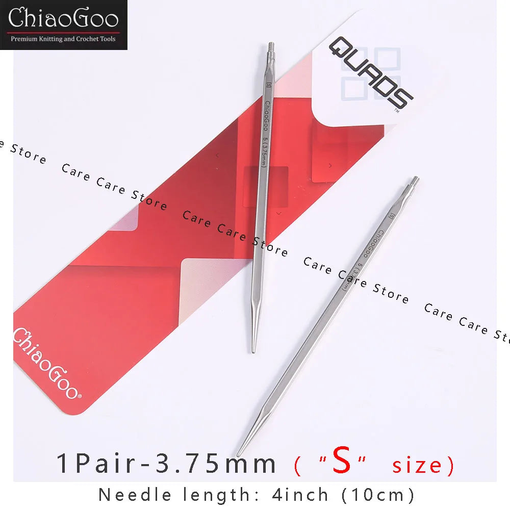 Knitting Needle Tips, ChiaoGoo QUADS Cubic Stainless Steel Interchangeable