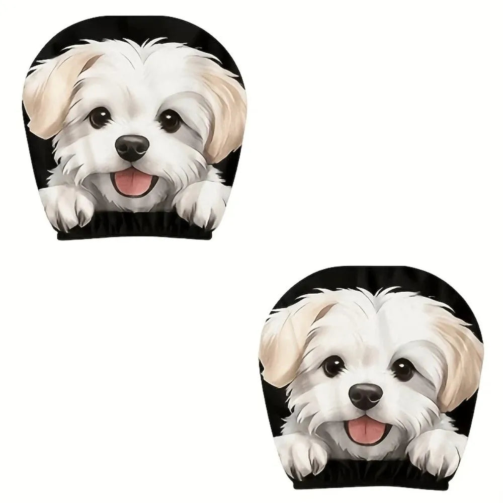 2PCS Elastic Car Headrest Covers Stain-Proof Cartoon Seat Headrest Protectors Funny Washable Auto Interior Decoration Cover