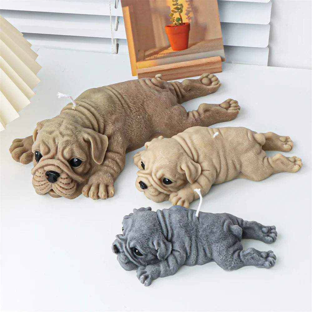 3D Dog Silicone Candle Molds Shar Pei Puppy Scented Plaster Soap Chocolate Cake Baking Fondant Moulds DIY Ainmal Making Mold