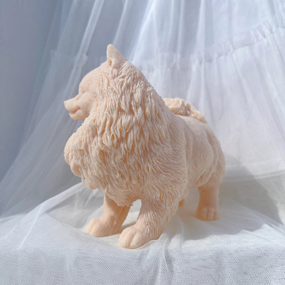 Pomeranian Puppy Dog Candle Mold Animal Puppies Soy Wax Silicone Mould Dog Lover Home Decor