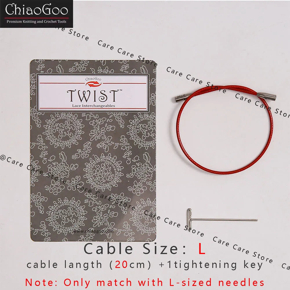 Knitting Needle Cable, ChiaoGoo TWIST Red for Interchangeable Needle Tips