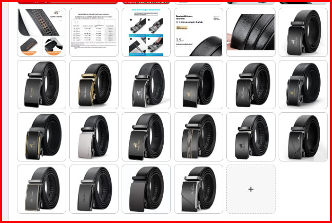 Gallery of men's leather automatic buckle belts in multiple finishes